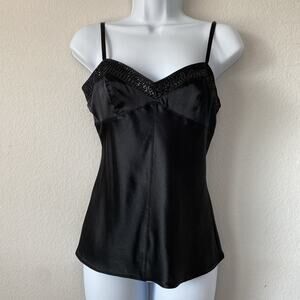 Express Design Studio Black Silk Blend Cami Tank XS Y2K Whimsigoth Sequence Baby